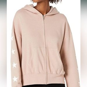 Monrow Star Zip Up Sweatshirt